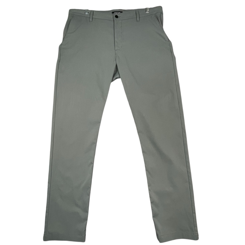 PROOF Mens Slim Fit Gray Casual Chino Performance Stretch Pants Sz 38x32